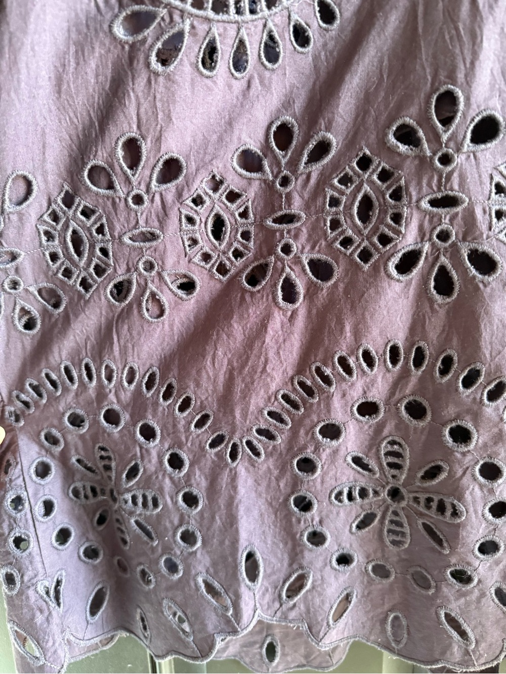 By Anthropologie Long-Sleeve Eyelet Mini Shirt Dress Size Large Purple - Picture 5 of 14
